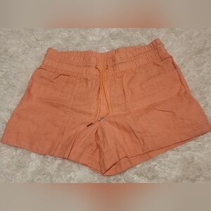 ATHLETA Cabo Orange Pullon Linen Women's Drawstring Shorts Sz. 12